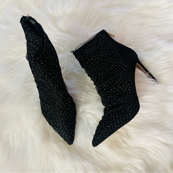 SAM EDELMAN Womens Polka Dot Tulle Sparkles Mesh Farren Stiletto Booties - Picture 1 of 6